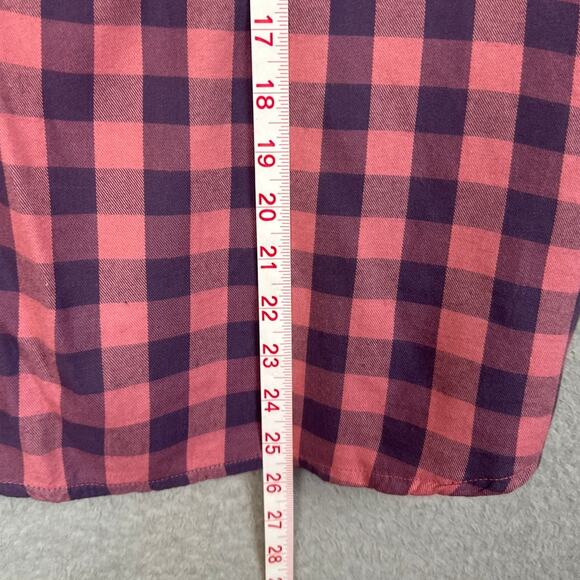 Sundry Women's 3/4 Button Shirt Brushed Cotton Plaid Pink Blue Size (M) Elevated - Picture 5 of 7